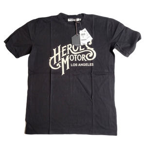 Heroes Motors Logo Graphic‎ Tee Mens Medium Black Biker Moto NEW